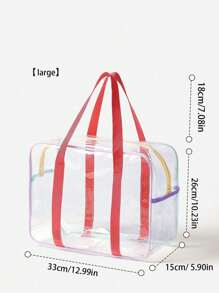 1 PC Waterproof Beach Bag Customizable Name Shoulder Bag Clear Jelly Bag Tote Bag Travel Bag Cosmetic Storage Bag PVC Tote Bag Cosmetic Shopping Bag Clear Shoulder Tote Bag Shopping Bag Storage Bag Back To School Season