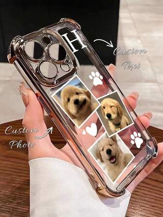 1 Stück personalisiertes Handyhülle, DIY 3 Haustierfotos, 1 personalisierter Buchstabe, Hund/Katze Pfoten Muster kompatibel mit iPhone 17 Pro Max/16 Pro Max/15 Pro/14 Plus/13/12/11/XR/XS MAX und S25 Ultra/S24 Ultra/S23 Ultra/S22 Ultra/S21 Ultra/S21 Plus/S21 FE/S20 FE, modisch, farbig, süß, spaßig, minimalistisch, passende Handyhülle, Kawaii personalisiert, einzigartig, ideales Geschenk für Freund/Freundin, 2025 Handyhülle
