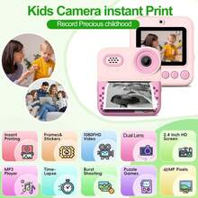 1pc Children's Instant Print Camera: 2.4-Inch Screen, Unicorn-Shaped Digital Toy. Includes 32GB Memory Card And 2 Rolls Of Photo Paper. Perfect For Halloween/Christmas/ Thanksgiving/Birthday Gift, Suitable For Boys And Girls Aged 3-12 (Pink Model).