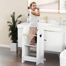 Multi-Purpose Kids Kitchen Tower Children Standing Tower Kids Stool Helper - White - View 3