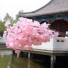 1 件 98 厘米 38.6 英寸人造红色樱花枝，真实触感假花束樱花枝长茎人造花适合高花瓶 DIY、婚礼派对复古装饰、现代农舍、家居卧室装饰 - 彩色 - 查看 4