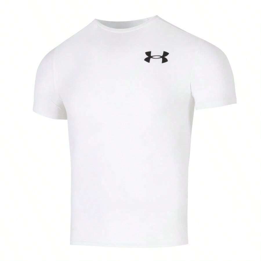 Under Armour HG OG 压缩短袖紧身衬衫，男式训练和跑步 - 白色 - 查看 1