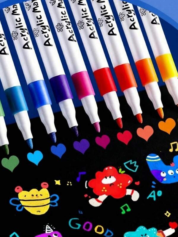 12/24/48/60 Colors Acrylic Paint Markers, Waterproof Fine Tip Permanent Markers, Water-Based Ink Art Supplies, Waterproof And Fade-Resistant, Suitable For Paper, Fabric, Glass, Wood, Metal, Artists, Crafts, DIY, Gifts, Back To School