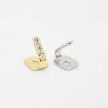 1 件 14K 时尚简约小众设计男女通用单齿牙套，镶嵌 4 颗钻石，欧美风格个性化嘻哈牙齿饰品，适用于婚礼、派对、嘻哈牙齿牙套派对、夜总会、装饰品，包含可调节贴合度的牙胶，男女通用礼物