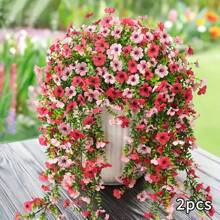 2pcs UV-Resistant Daisy Hanging Flowers - Realistic Artificial Flower Decor For Indoor And Outdoor, Perfect For Porch, Window, Yard - Easy Maintenance
