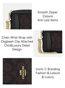 Coach Small Zip Card Case Purse For Women With Clear ID Window Ladies Credit Card Holder Wallet Leather Coin Purse Lightweight Portable Wallet With Detachable Wrist Chain,CW883 IMXAQ