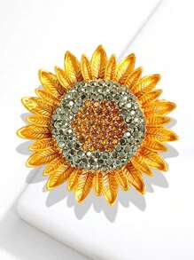 1 件迷人闪亮向日葵胸针 - 为任何服装增添优雅气质，适合送给亲爱的妈妈、朋友和爱人，多功能花卉胸针带防滑针 - 完美的礼物