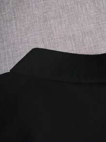 Tween Boy Classic College Style Casual Party Pocket Patch Black Formal Long Sleeve Dress Shirt - Black - View 4