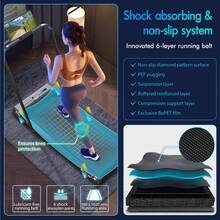 BLACK LORD Treadmill Walking Pad Gym Fitness Foldable - Black - View 6