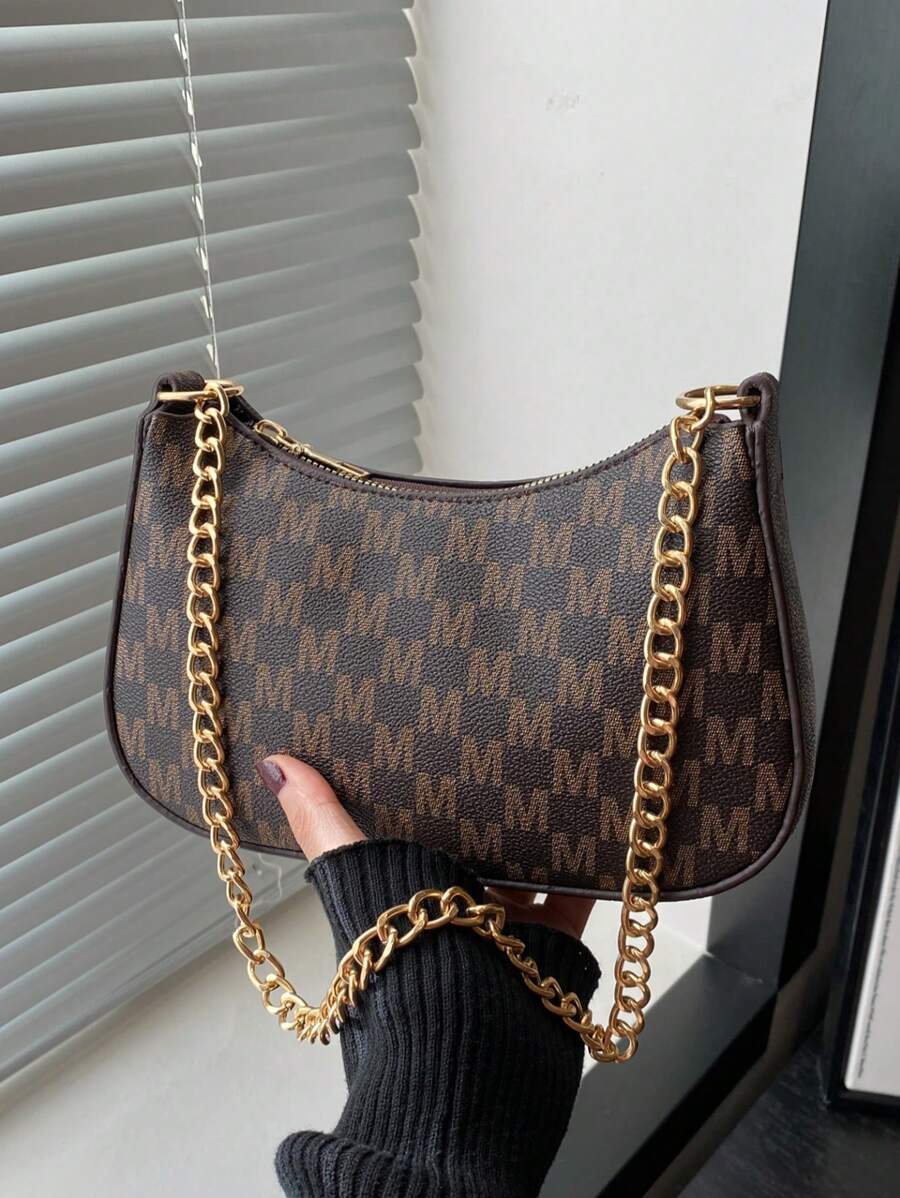 2025新款时尚欧美小众设计简约单肩腋下包女士通勤包 - 咖啡 - 查看 1