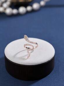 Nooxian 1pc Snake-Shaped Ring For Women, Minimalist Unique Design Personalized Open Ring For Index Finger - Rose Gold - View 4