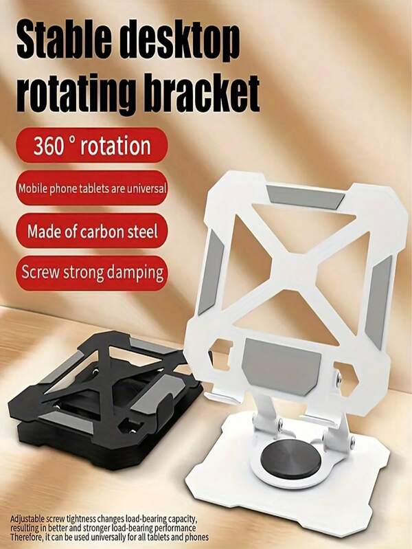 1 pièce Support de tablette en alliage d'aluminium - Rotatif à 360° et réglable, support de bureau convenant aux téléphones et tablettes - Support de bureau multifonctionnel, offrant une expérience de visionnage confortable, noir, argent