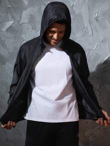 Men's Lightweight Jacket Outdoor Casual Windbreaker Waterproof Ultra-Light Solid Color Jacket Cycling Long Sleeve Coat - Black - View 8