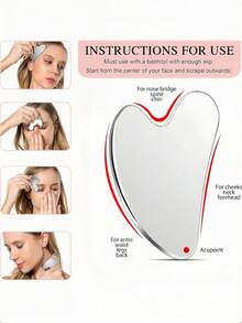 1/2pcs/Set SetStainless Steel Face Roller And Gua Sha Bundle - Metal Face Roller, Metal Gua Sha, Facial Massage Tools To Reduce Puffiness, Lymphatic Drainage, Facial Tension, Skin Care Face Massagers,Beauty,Skin Care Products,Spa,Self Care,Skin Care Tools,Face Care,Esthetician Supplies,Massage,Face Massage Tool,Face Roller - Silver - View 3