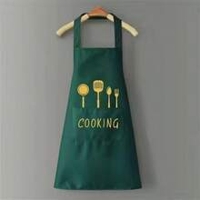 1pc Waterproof & Oil-Proof Apron For Men & Women, Kitchen Cooking Household Work Stain-Resistant Apron, Korean Style Waist Apron With Tool Print - 100% Coated, Waterproof & Oil-Proof, Woven Cooking Apron With Pockets, Suitable For Baking, Gardening, Etc.