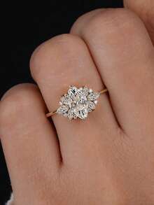 1pc Classic & Elegant Horse Eye Snowflake Ring, Engagement/Holiday Gift, S925 Sterling Silver Fine Jewelry - Horse Eye Snowflake Ring - View 4