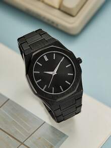 1pc Men's Silver Alloy Band Minimalist Casual Elegant Quartz Watch, Suitable For Daily Wear - Black - View 3