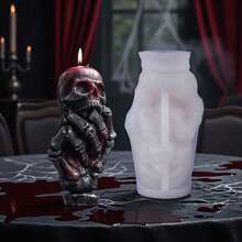 1 pieza Molde de silicona con forma de mano de hueso para velas perfumadas, velas de esqueleto de Halloween, jabón, yeso, decoraciones y regalos creativos