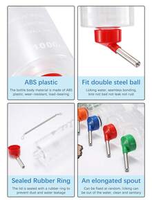 1pc/2pcs Random Color 1000ml Large Capacity Roller Ball Hanging Rabbit/Hamster/Guinea Pig Water Bottle Feeder - Multicolor - View 7