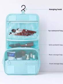1个大容量蓝色挂式化妆包，化妆包，洗漱包，旅行必备，邮轮必备，宿舍必备，伴娘礼物，母亲节礼物，生日礼物，送给朋友和老师的礼物，家居装饰，浴室装饰，客厅装饰，卧室装饰，首饰盒，唇彩盒，指甲油盒，化妆品收纳盒，旅行洗漱包，拉链配件 - 彩色 - 查看 15