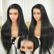 40 Inch Straight 4x4 HD Transparent Lace Closure Wigs Human Hair Straight Put On And Go Glueless Wigs Pre Plucked Pre Cut Lace Wig For Women 200% Closure Wig Nautural Black - Natural Black - 查看 1