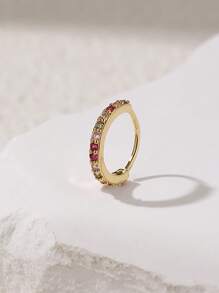 1 件时尚微镶嵌水钻鼻环，女士穿孔首饰 - 金彩 - 查看 1