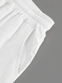 Men's Solid Color Linen Button-Up Long Sleeve Mandarin Collar Shirt And Pants, Vacation Casual Husband 2-Piece Set