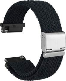 Correa de Reloj de Nylon Trenzado de 22mm para Hombres y Mujeres, Liberación Rápida, Hebilla de Acero Inoxidable Negra (Azul) - Negro (Hebilla plateada) - Ver 12