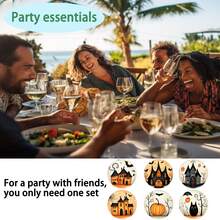 1set/4pcs/6pcs/300pcs Halloween Castle Pumpkin Pattern Diatom Mud Coasters, Coffee Coasters, Suitable For Home And Restaurant Decorations For Various Occasions, Holiday Gifts, Table Decorations, Autumn Decorations, Theme Party Decorations, Can Be Given As Gifts - Multicolor - View 10