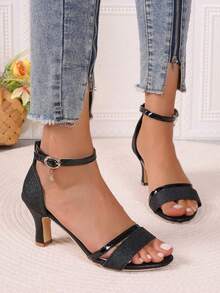 Women Heeled Sandals - Black - View 1