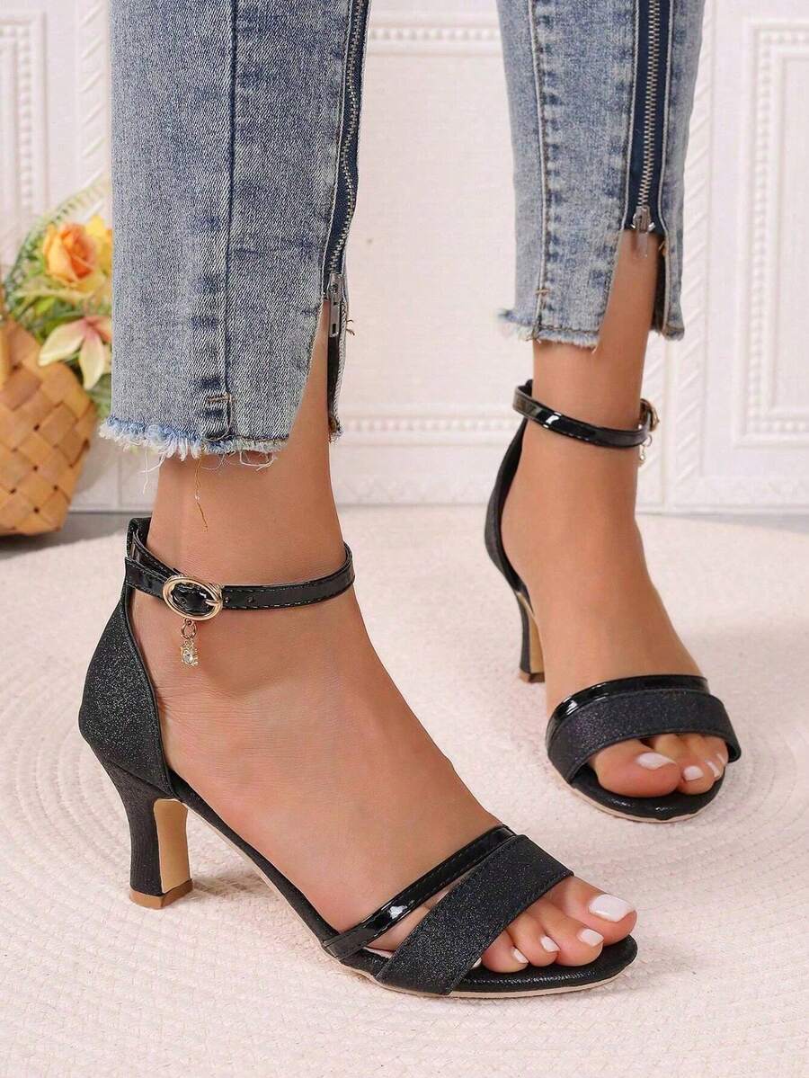 Women Heeled Sandals - Black - View 1