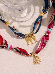 Vòng cổ hạt cá san hô vàng Dopamine nhiều màu, vòng cổ bandana xanh phong cách Bohemian, trang sức bãi biển, quà tặng khăn quàng cổ cho tiệc hè và ngày lễ - Nhiều màu - Xem 8