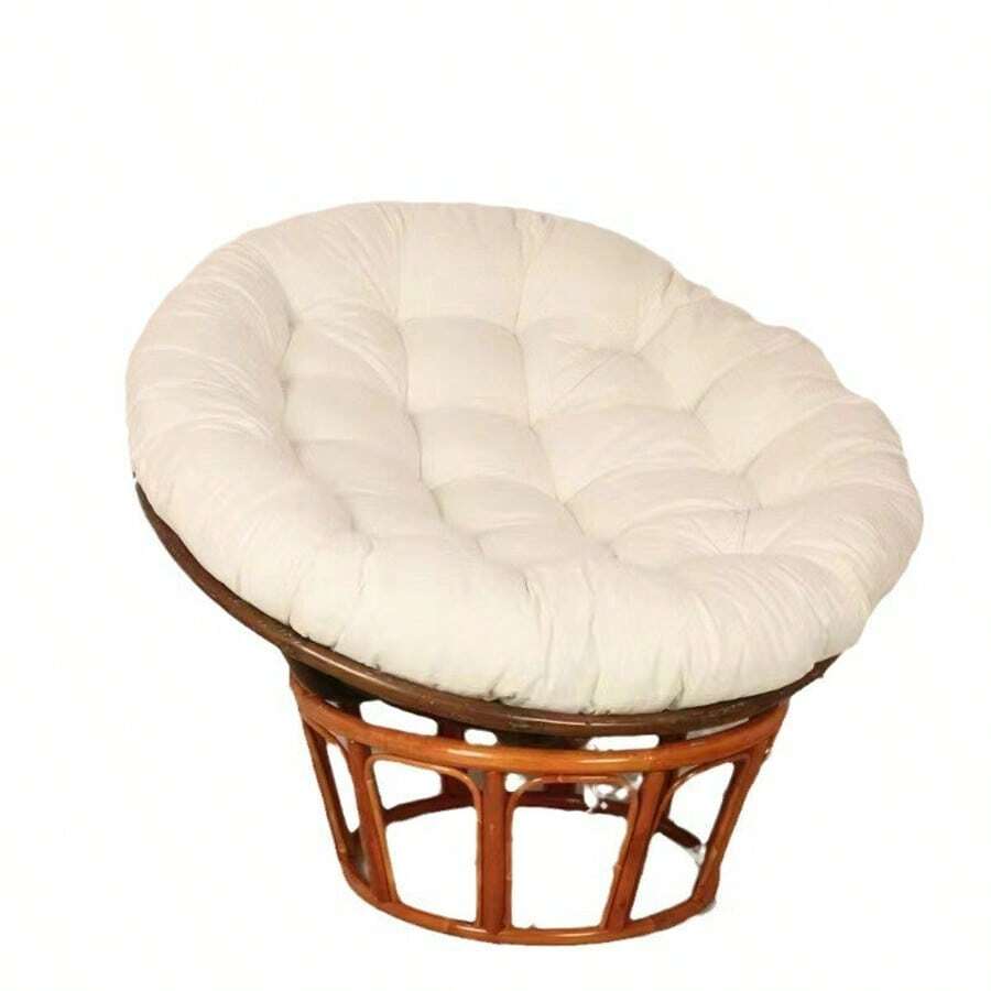 Round Cushions, Round Tufted Chair Cushions, Thick Solid Color Comfortable Floor Cushions, Garden Cushions, Rattan Chair Cushions, Hanging Chair Cushions - trắng - Xem 1
