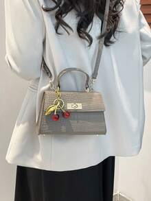 Mini Fashionable Solid Color Flap PU Handbag