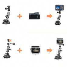 Giá đỡ xe hơi có đế hút mạnh LRBH dành cho Insta360 X4 X3 X2, Giá đỡ tháo lắp nhanh trên bảng điều khiển cho Pocket 3 12 11 10 9 8 Action 4 3 Phụ kiện Android - màu đen - Xem 4
