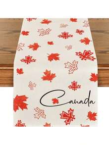 Caminho de mesa com folhas de bordo para o Dia do Canadá, decoração de mesa de jantar e cozinha para festas em casa