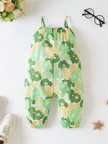 婴儿连体衣 新生儿爬行服 无袖 夏季婴儿连体裤 - 綠色 - 查看 2