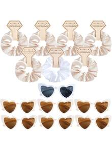 14pcs Wedding Party Bridesmaid Proposal Headband Heart Glasses Gift Set, Suitable For Gifting To Women, Lovers, Family, Friends, Gifts For Women, Hair Accessories, Ponytail Holders