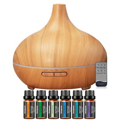 Humidifier And 6 Essential Oil Sets, 550ml Diffuser, Ultrasonic Diffuser, Cold Mist And Wet Drop