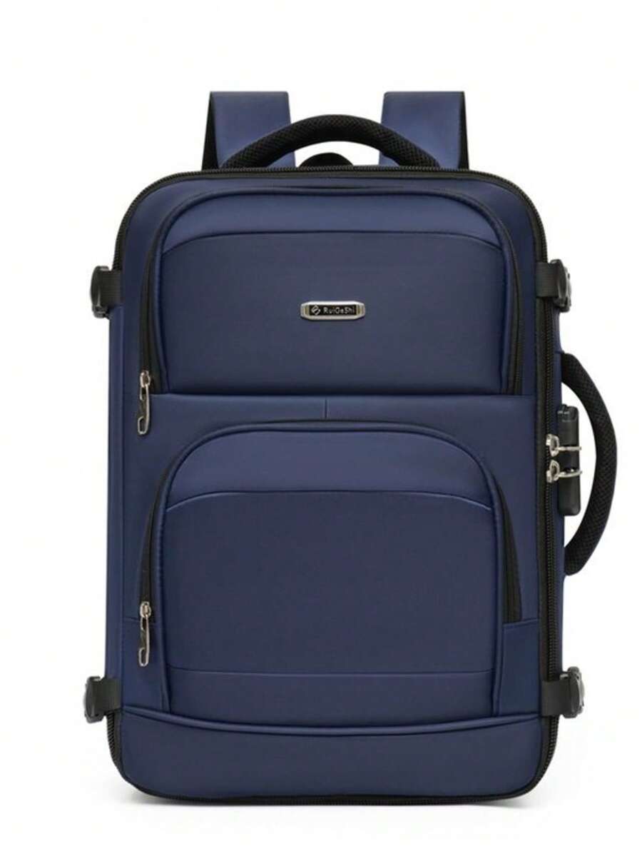 Korean Version Waterproof Men's Backpack High School Students Large Capacity Travel Leisure Business Computer Bag With Password Lock - Màu xanh lam - Xem 1