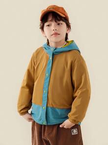 mini bala SoftSkin Unisex Kids Hooded Outdoor Windproof Water-Resistant Jacket - Yellow Green - View 3