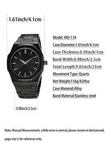 1pc Men's Silver Alloy Band Minimalist Casual Elegant Quartz Watch, Suitable For Daily Wear - Black - View 6
