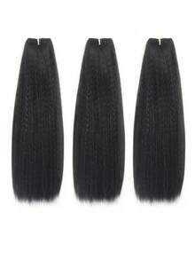 16/22 Inches Kinky Straight Hair Synthetic Hair Bundle Raw Added Volume Yaki Straight Hair 1 Bundle Kinky Straight Hair Extensions Kinky Straight Hair Bundle Hair Weft 100 Grams/Bundle Natural Color School For Daily Party, Halloween, Cosplay - Black - View 14