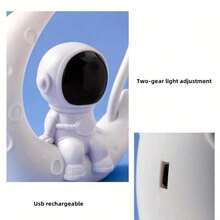Moon Astronaut LED Lamp - Adjustable, USB Powered, Matte Finish, Perfect For Bedroom Decor & Gifts