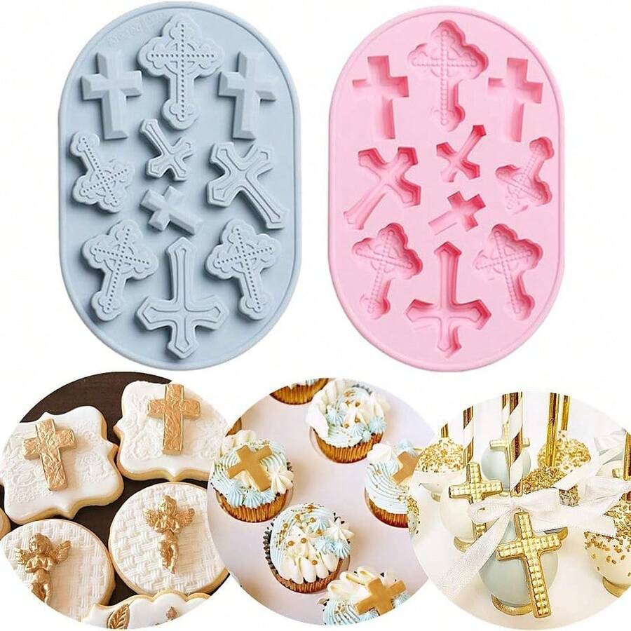 1 khay khuôn silicon hình chữ thập 10 ngăn, thích hợp làm bánh quy thủ công, kẹo, sô cô la, bánh fondant, nhựa UV, nhựa epoxy, làm đồ trang sức, trang trí Halloween. - Nhiều màu - Xem 1