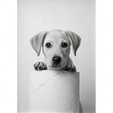 1 peça preto e branco fofo animal e papel higiênico pôster leão coruja gato cachorro pintura em tela arte de parede banheiro sala de estar decoração de casa presentes aniversário formatura