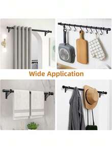 2 件/4 件可调节窗帘杆支架，适合 25-28 毫米厚度，配有螺丝和膨胀塞 - 黑色 - 查看 11