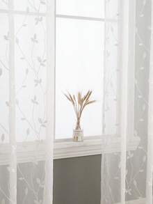 1 rèm voan thêu, rèm voan nhẹ nhàng, rèm voan đục lỗ, rèm voan khoen, rèm voan lọc sáng mờ, thích hợp sử dụng cho nhà bếp, gia đình hoặc văn phòng, màu trơn, rèm phong cách trang trại mới cho phòng ngủ, phòng khách - trắng - Xem 5