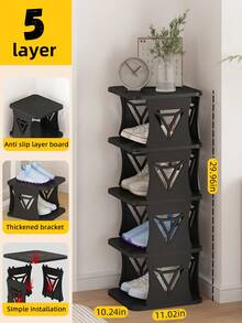 Estantería para zapatos de 5/6/7/8 niveles, estantes de almacenamiento para armario, estantería vertical de plástico estrecha independiente, adecuada para entrada DIY con estabilidad apilada, color negro - Negro - Ver 12