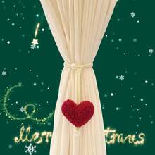 2pcs/1pc Fluffy Heart-Shaped Pearl Window Curtain Tie Back, Nursery Decor Mosquito Net Rope, Door Curtain Coffee Curtain Sun Shade Tiebacks, Christmas Red Heart Shaped Tiebacks - Multicolor - View 11